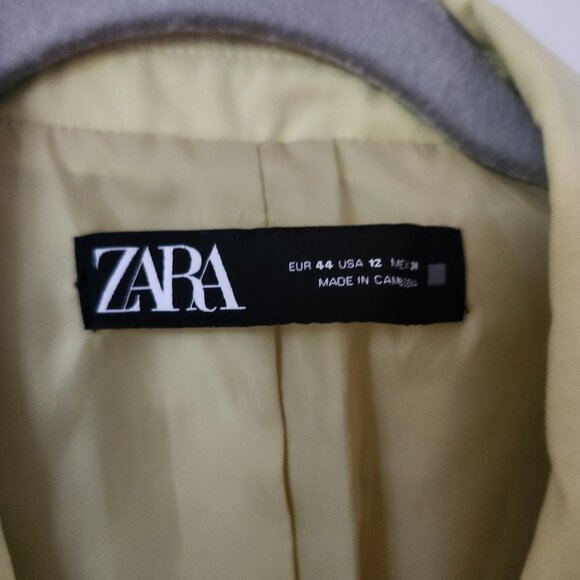 Zara Women's single-button tailored jacket/blazer Size 12 Yellow 8372/435/ - Picture 3 of 4